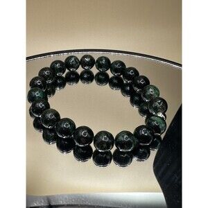 Green Mica Muscovite in Fuchsite Handmade Round Beaded Stretch Bracelet Gemstone